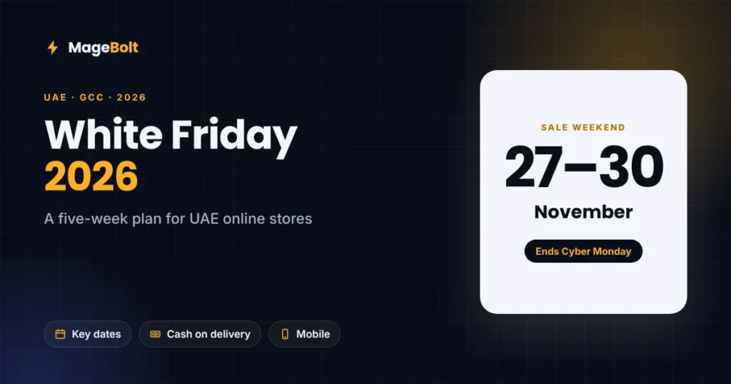 White Friday 2026 UAE thumbnail showing the 27 to 30 November sale weekend and a five-week plan